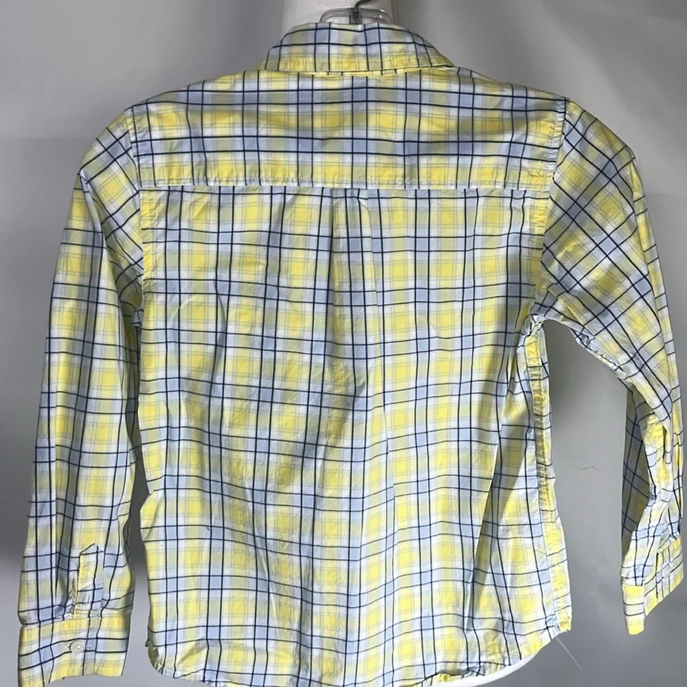 Gymboree slim fit button down dress shirt Light yellow/Light Blue‎ plaid Medium